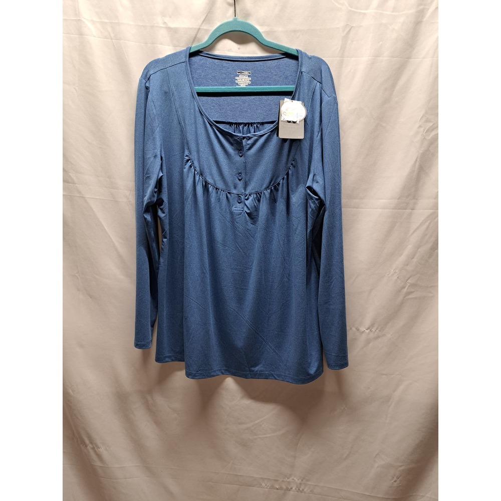 MOHEEN Womens M Blue Casual Pullover Tunic Long Sleeve T-Shirt Blouse Top UPF50+